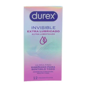 DUREX PRESERVATIVOS INVISIBLE EXTRA LUBRICADO, ULTRA FINO DISEÑADO PARA MAXIMIZAR SENSACIONES, 12 CONDONES (1)