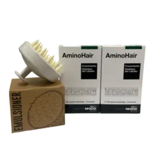 PACK 2 X AMINOHAIR 168 CÁPSULAS + REGALO MASAJEADOR CUERO CABELLUDO