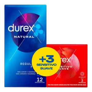 DUREX NATURAL 12 PRESERVATIVOS + 3 DUREX SENSITIVOS DE REGALO